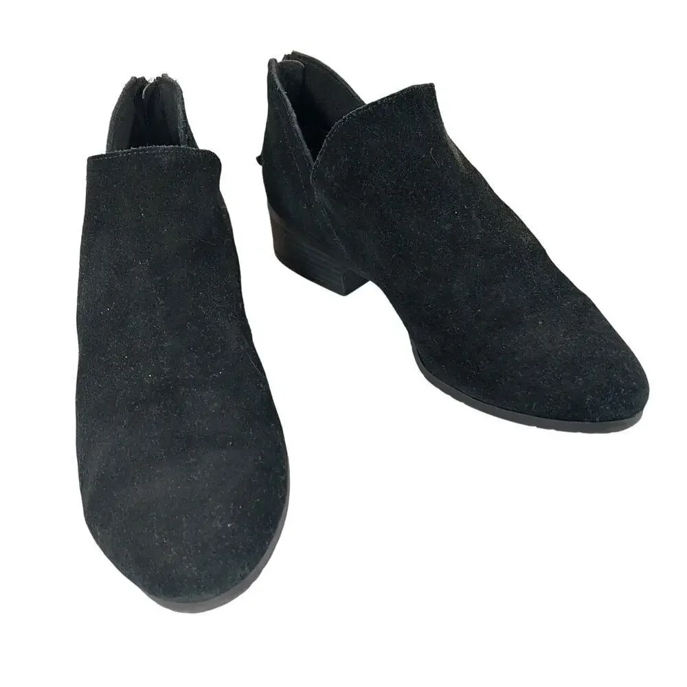 KENNETH COLE! REACTION BLACK GENUINE SUEDE LEATHER CHUNKY HEEL BOOTS! SZ 6.5M